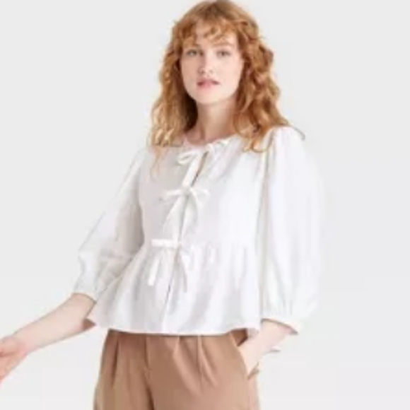 Women's Front Tie Blouse - Picture 10 of 10